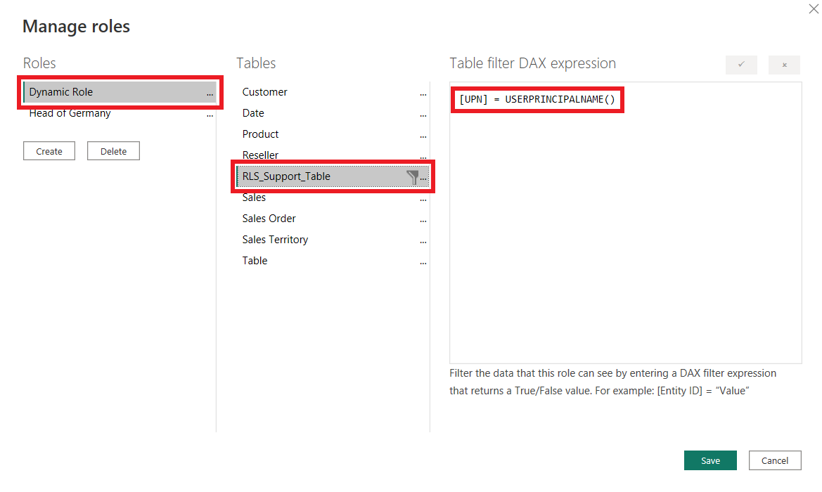 Static and dynamic Row-level-Security in Power BI